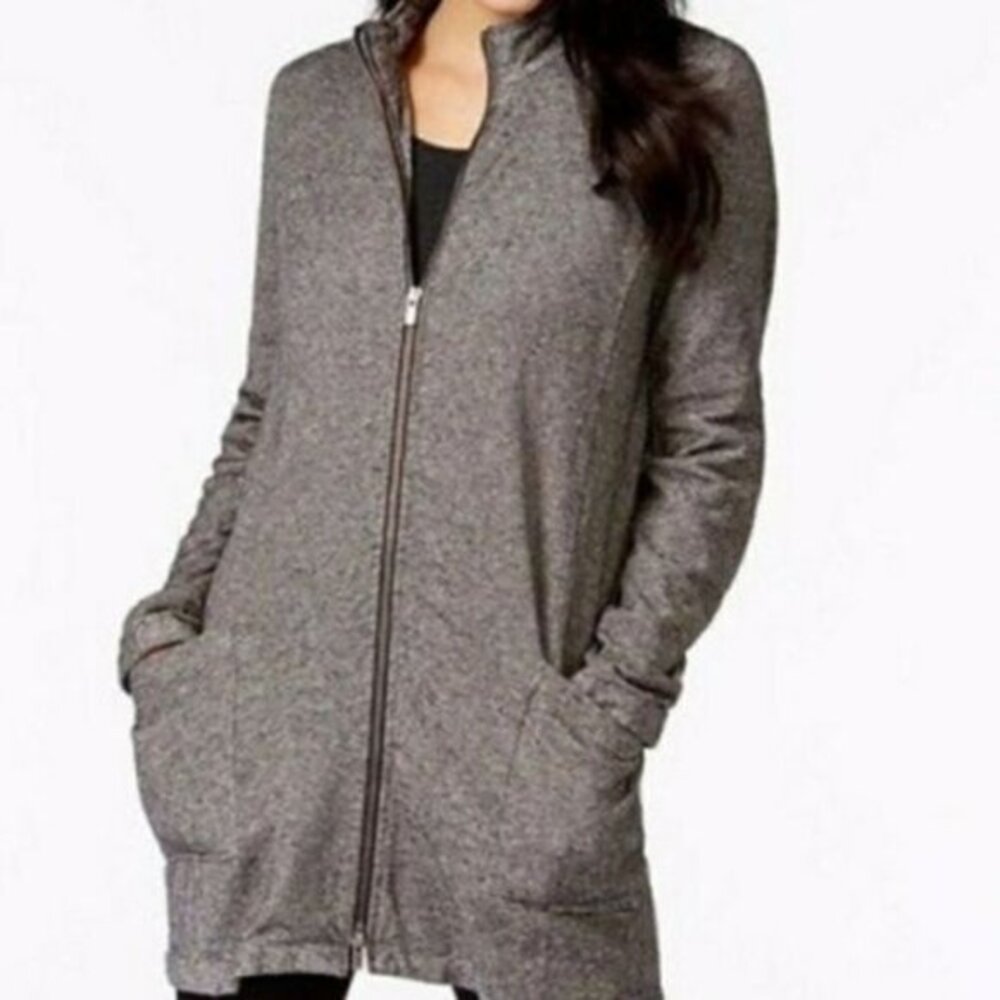 Eileen Fisher Hemp Organic Cotton Stand Collar Jacket Women‎ M Pockets Full Zip